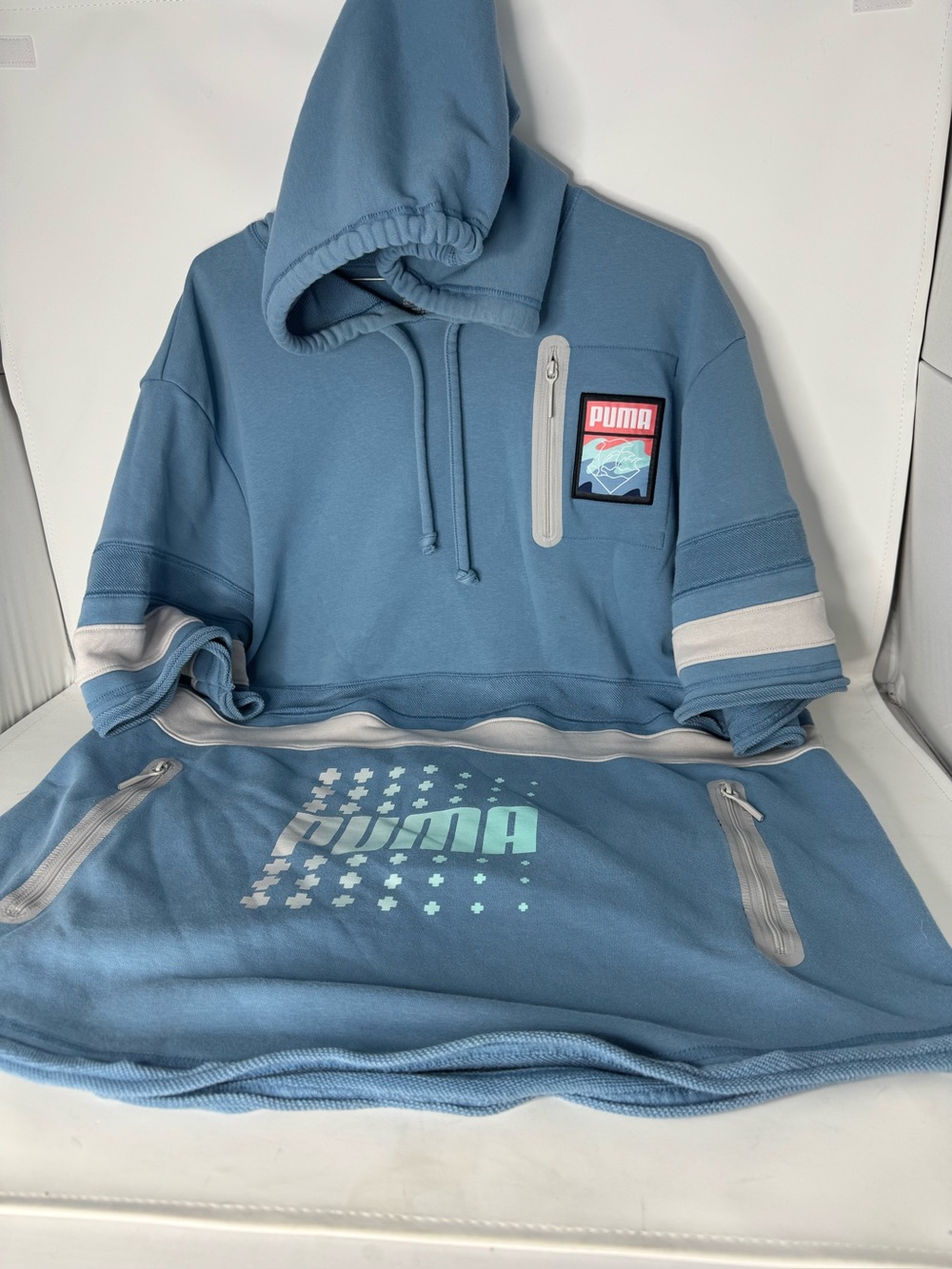 Puma Dusty Blue Pullover Hoodie puma X dolphin, amplitude short sleeve preowned